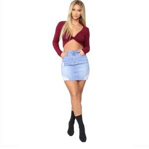 Women's Ripped Loose And Slim Denim Skirt